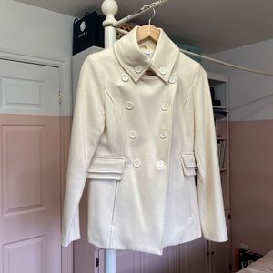 White wool blend pea coat